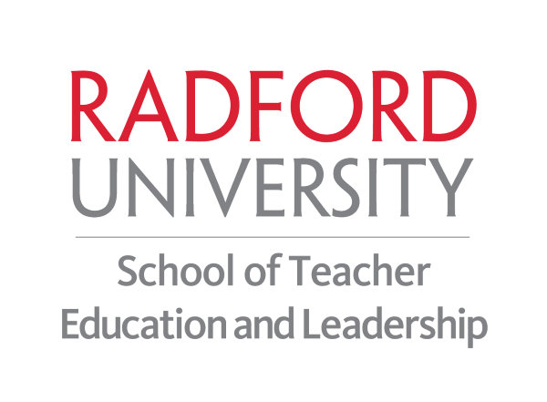 Radford University School of Teacher and Education Leadership Logo. Radford written in Red stacked on top of University written in Gray with School of Teacher Education and Leadership written in Gray under Radford University.